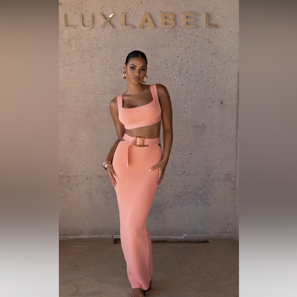 JLUX LABEL PEACH NICOLE RIBBED SET *SOLD OUT* - Picture 2 of 9